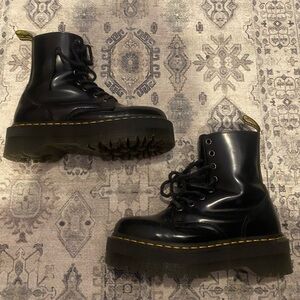 Black Leather Platform Dr Marten Jadon boots